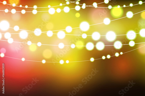 Decorative background with glowing string lights