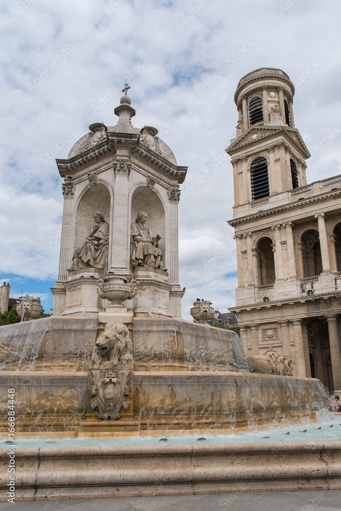 
Paris, place Saint-Sulpice, the fountain and the church
