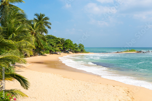 The Pallikudawa beach in Tangalle in the southern province of Sri Lanka. The coastal town has a majestic bay and the most beautiful beaches in the south and south-east 