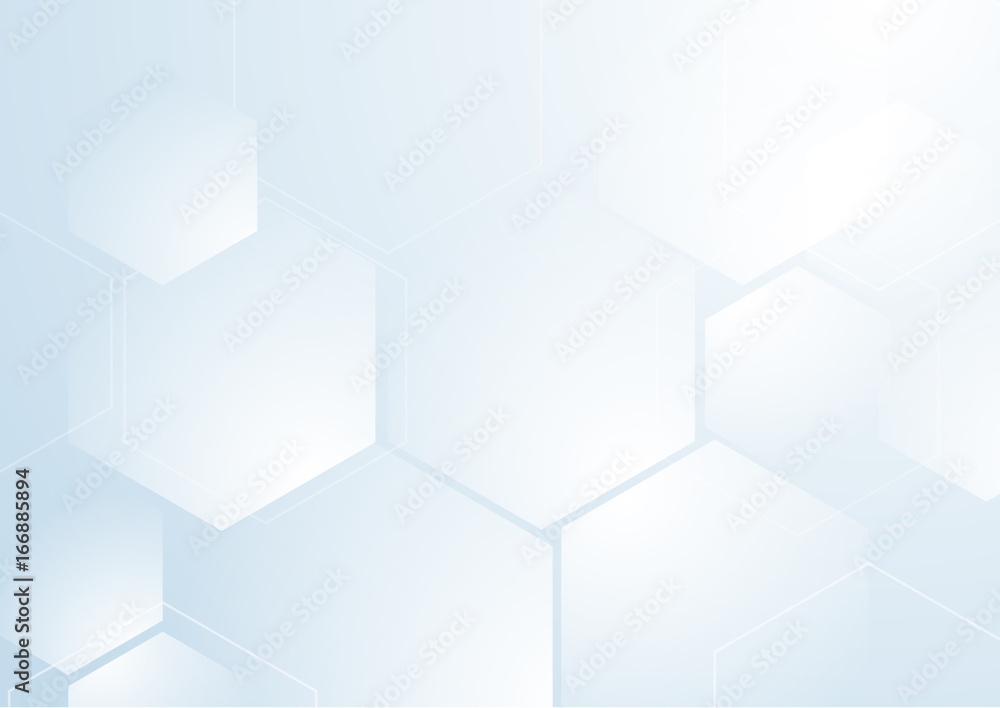Abstract repeating hexagonal shape on blue and white background Abstract repeating hexagonal shape on blue and white background