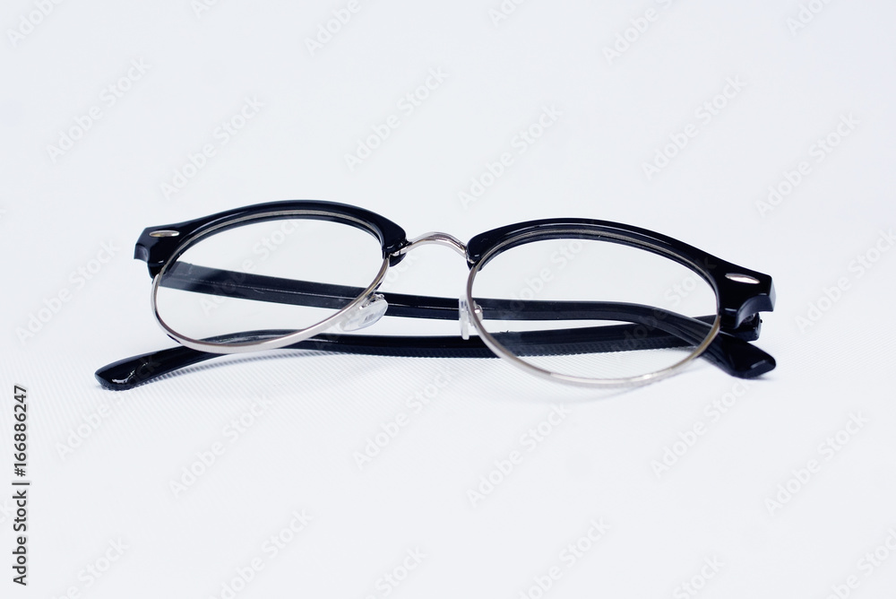 Isolated Black Eyeglasses Over White Background Isolated Black Eyeglasses Over White Background