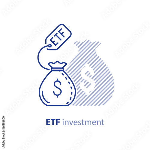 Investing money, return on investment, ETF stock market concept, profit increase line icon