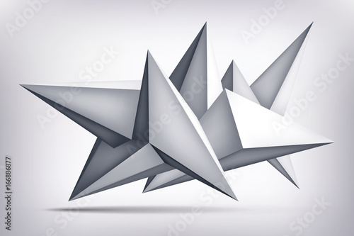 Volume geometric shape, 3d levitation crystal, creative low polygons object, vector design origami form