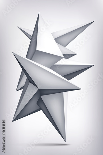 Fototapeta Naklejka Na Ścianę i Meble -  Volume geometric shape, 3d levitation crystal, creative low polygons object, vector design origami form