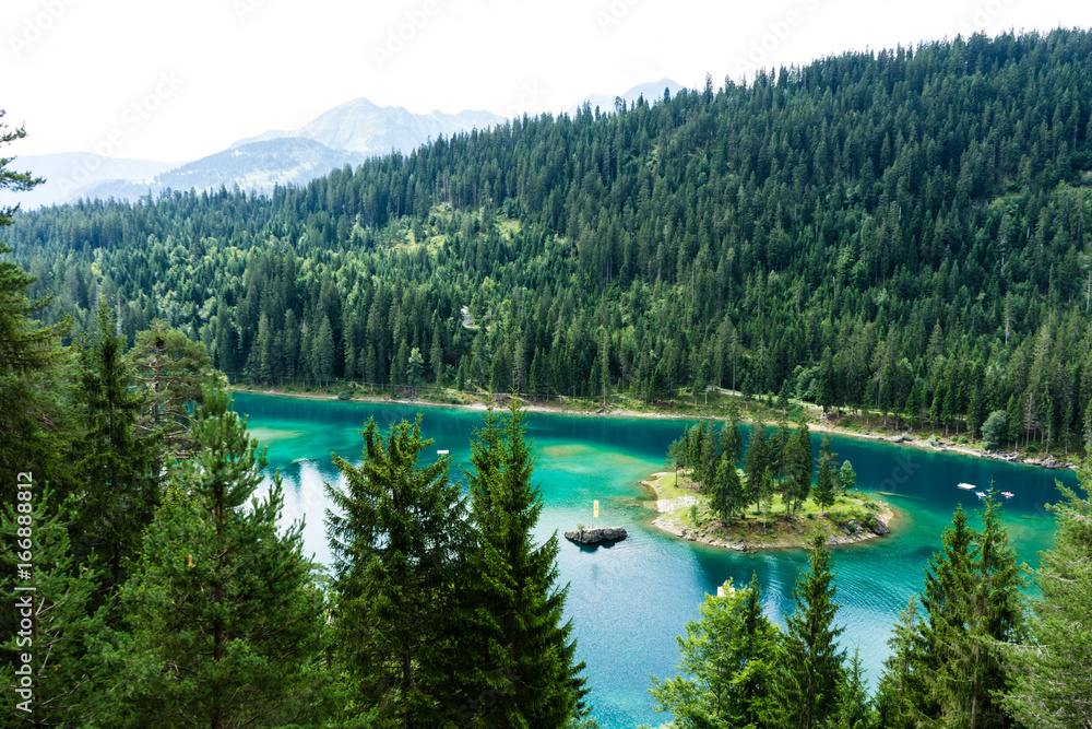Caumasee in Switzerland lake with turquoise water
