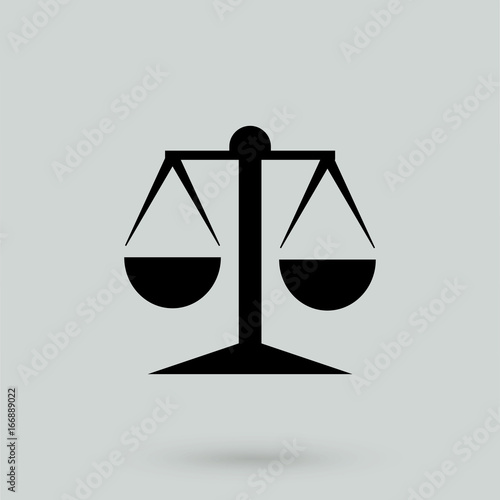 Black Justice scale icon on white background