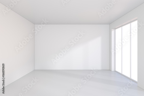 Wallpaper Mural Large window in white room with a bright light. 3D rendering. Torontodigital.ca