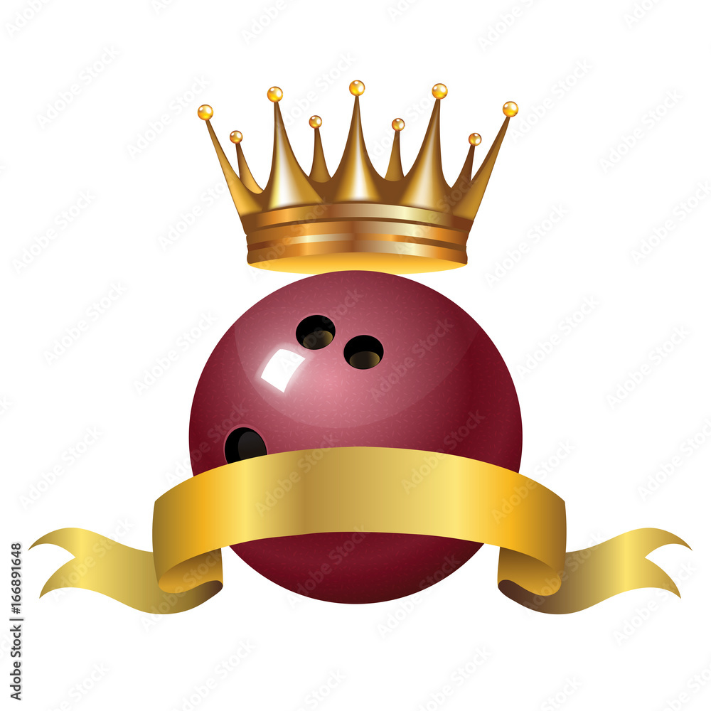Vecteur Stock Bowling king champion symbol with a golden crown on a red  plastic bowling ball for bowlers representing the winning of a tournament  or game at a bowling alley due to