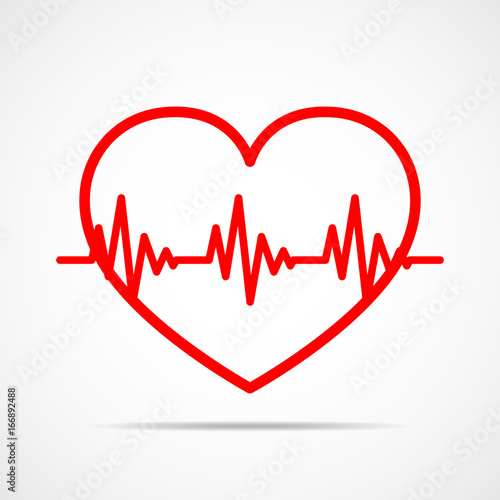 Heart with heartbeat sign. Vector illustration.
