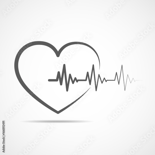 Heart with heartbeat sign. Vector illustration.