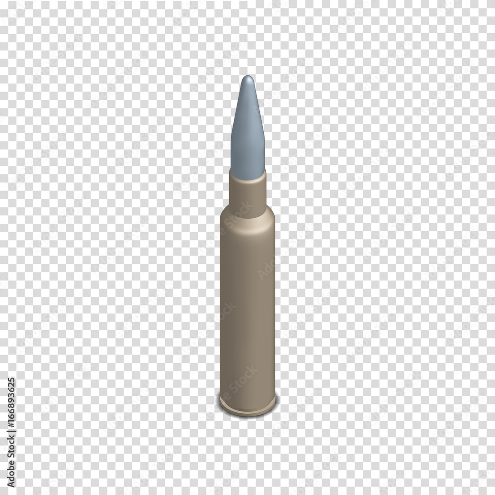 Photorealistic cartridge with a bullet in isometric, vector illustration. Photorealistic cartridge with a bullet in isometric, vector illustration.