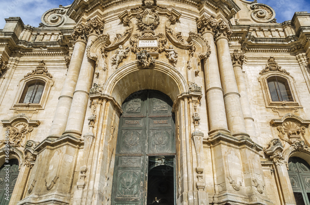 Entrance to the cathedral of modica sicily