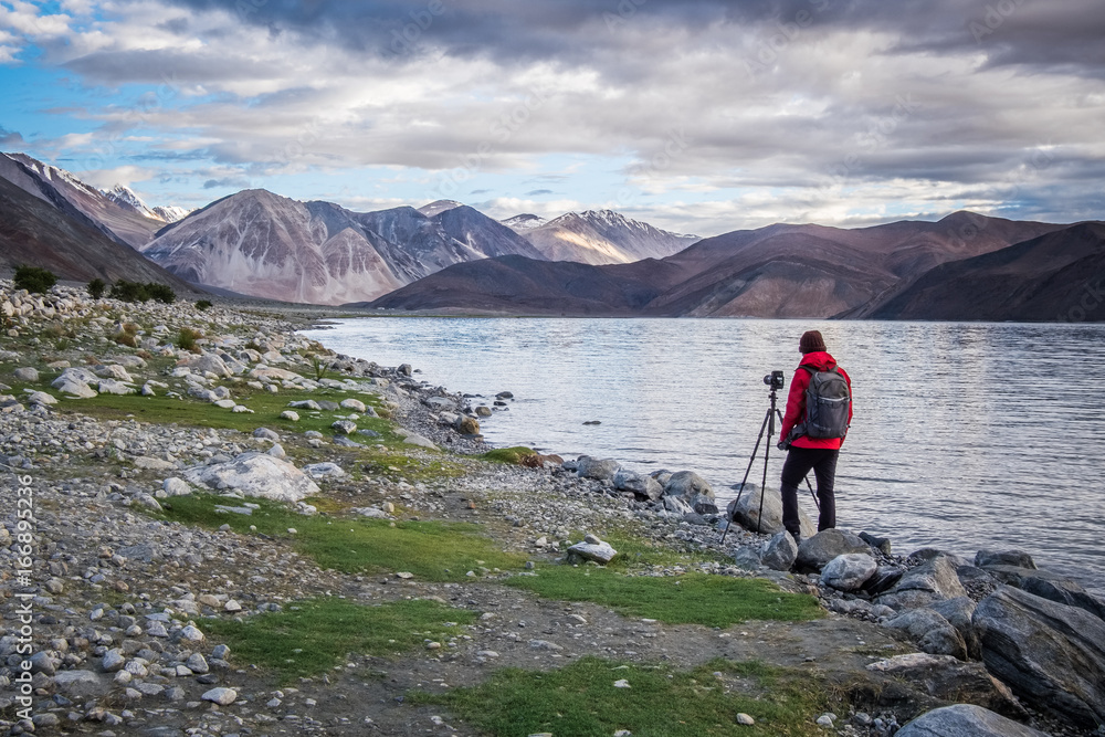 Landscape around Pangong Lake in Ladakh, India	