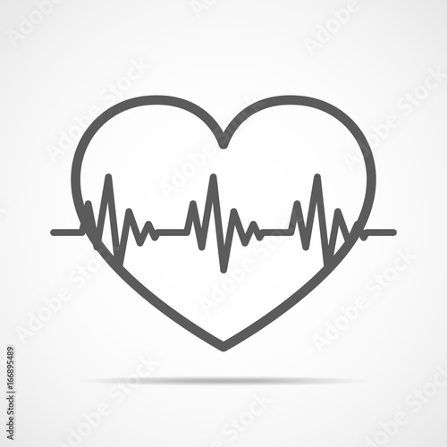 Heart with heartbeat sign. Vector illustration.