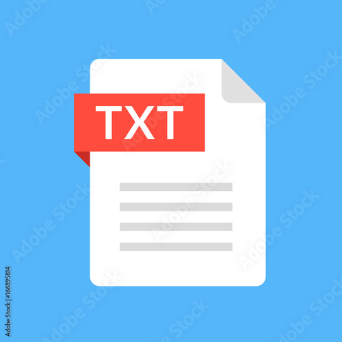 TXT file icon. Text document type. Flat design graphic illustration. Vector TXT icon