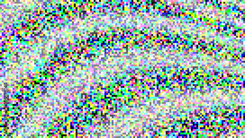 Pixel Noise Vector. VHS Glitch Texture TV Screen. Color Pixels Background. No Signal