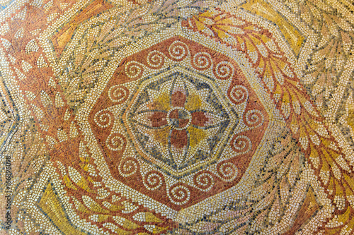Roman mosaic background. La Olmeda, Palencia, Spain