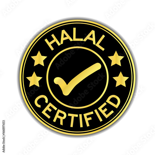 Black and bold color HALAL certified with mark sticker on white background
