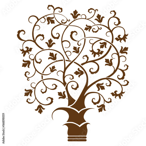 Abstract art tree  black on white background