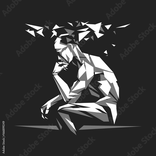 Thinker man in polygon style photo