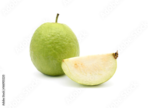 Fresh guava fruit cut out isolated on white background