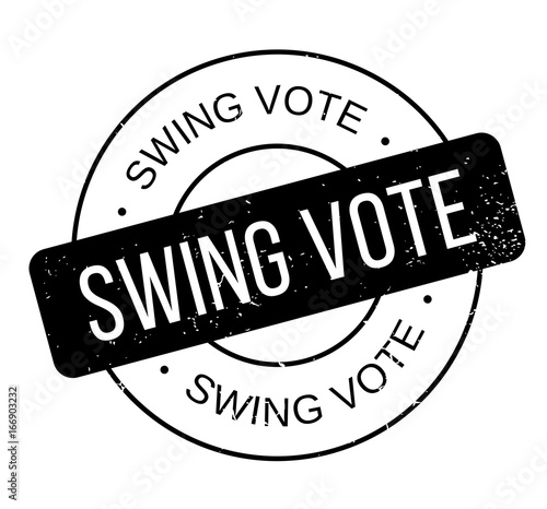 Swing Vote rubber stamp. Grunge design with dust scratches. Effects can be easily removed for a clean, crisp look. Color is easily changed.