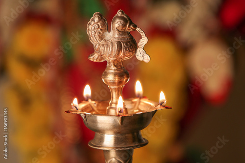 Indian Traditional Oil Lamp with Flame