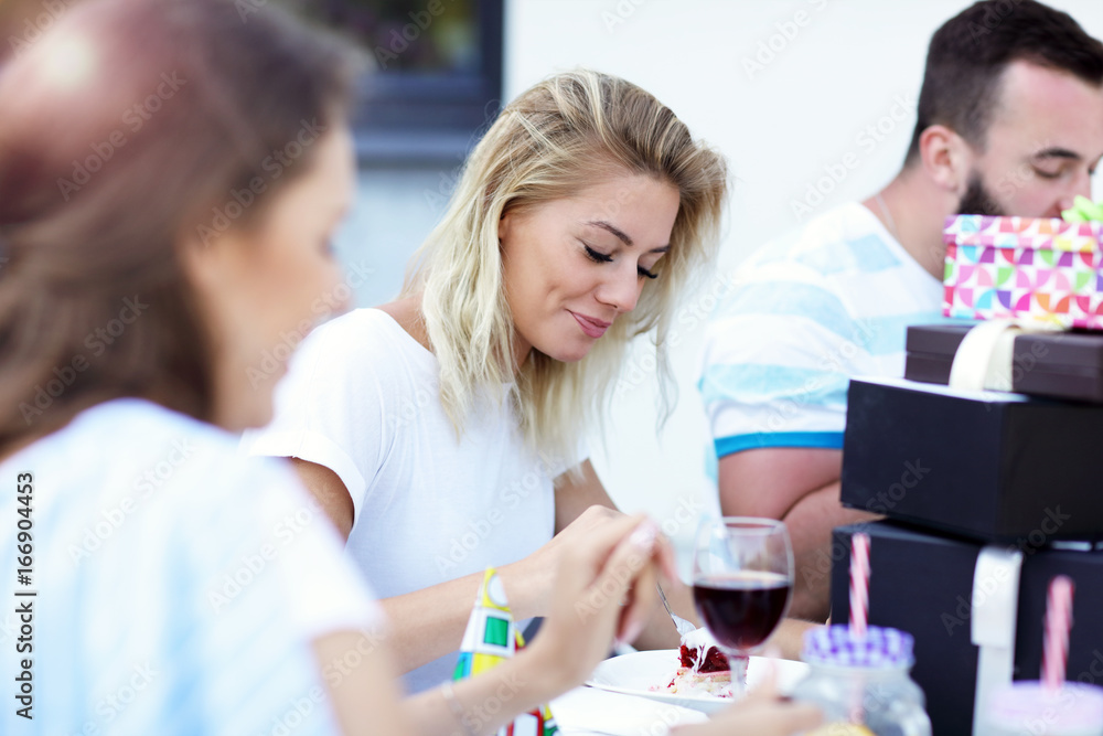 Group of friends having fun at birthday party Group of friends having fun at birthday party