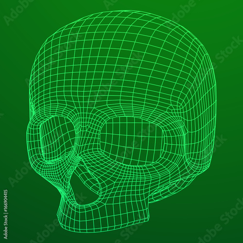 Skull Wireframe Low Poly Mesh. Vector illustration technology live and death concept