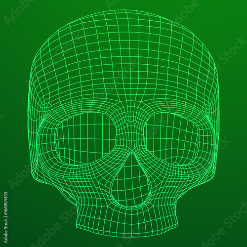 Skull Wireframe Low Poly Mesh. Vector illustration technology live and death concept