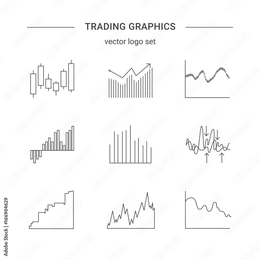 Trading graphics vector icon set.