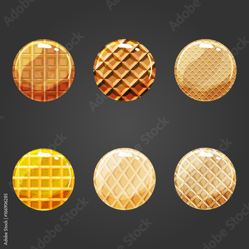 Set of round buttons with waffle texture