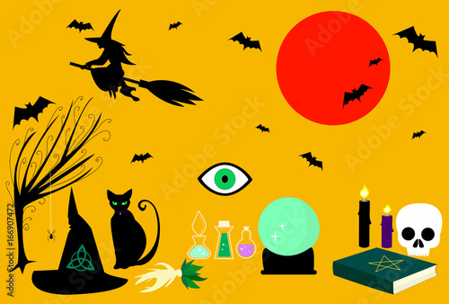Obraz na plátně Collection witches tricks.