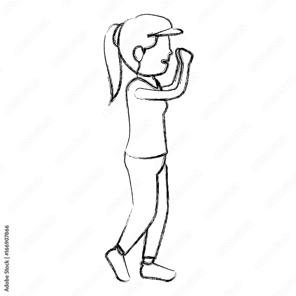 Woman practicing exercise character Woman practicing exercise character