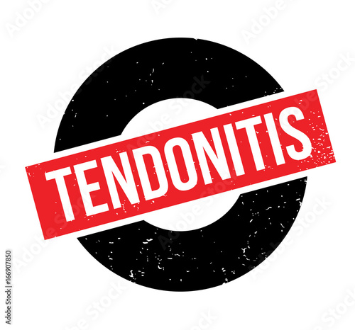Tendonitis rubber stamp. Grunge design with dust scratches. Effects can be easily removed for a clean, crisp look. Color is easily changed.