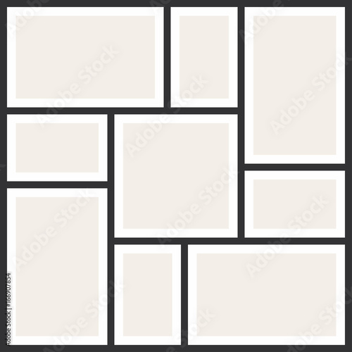 Photo collage frames. Vintage photo album, application template