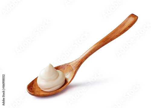 mayonnaise in a dish isolated white background photo