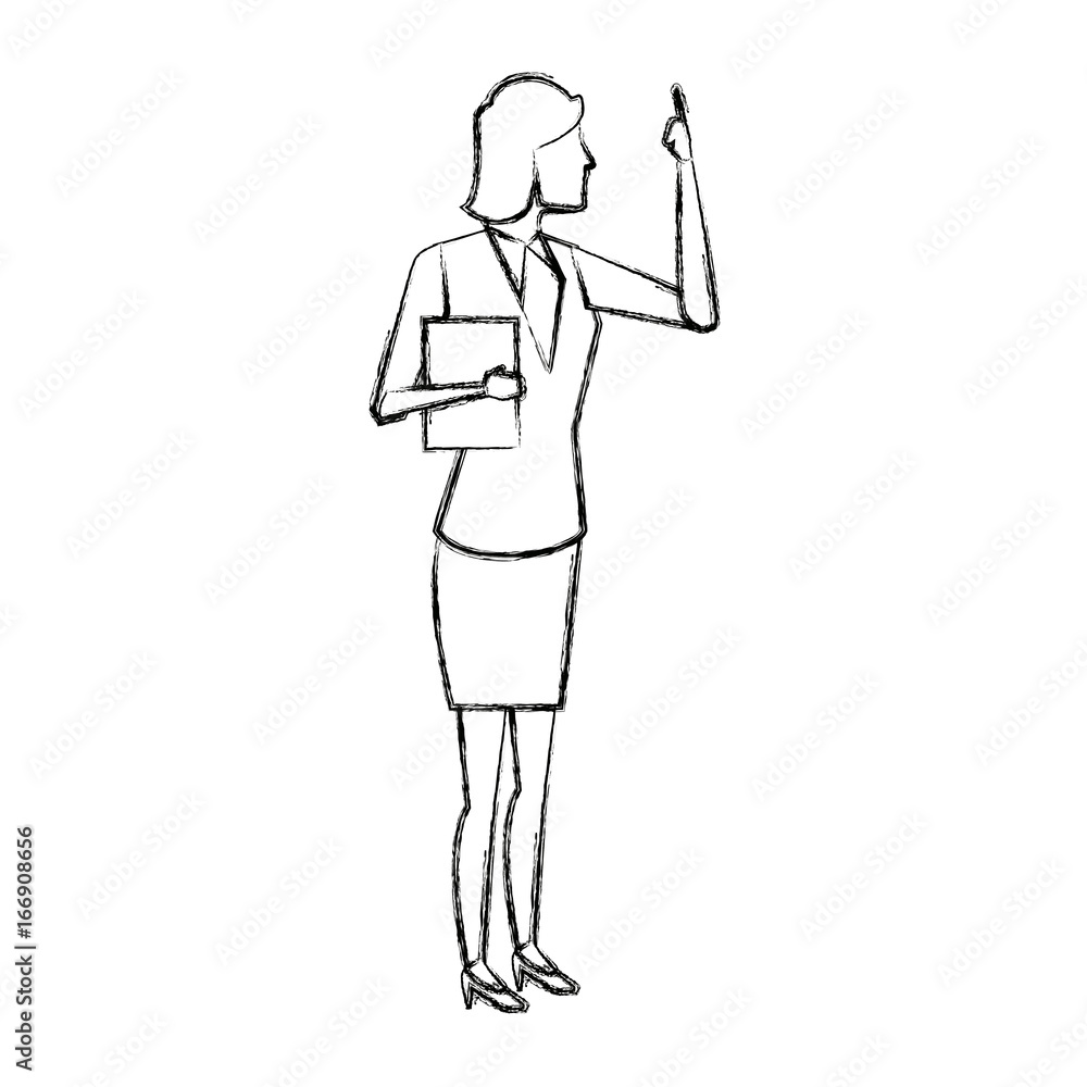 businesswoman with paper office pointing gesturing businesswoman with paper office pointing gesturing