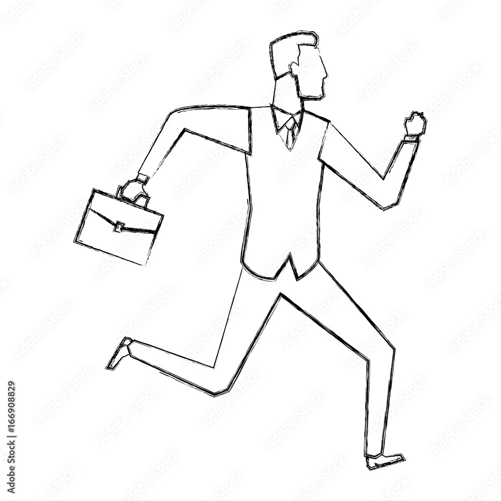 businessman running with his briefcase