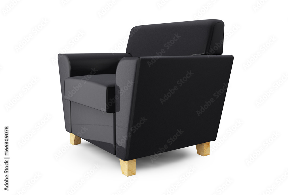 Black modern armchair isolated on white background 3D rendering Black modern armchair isolated on white background 3D rendering