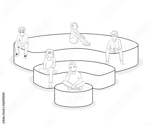 Little people are sitting on the wi-fi icon. The concept of modern youth communication. vector illustration.