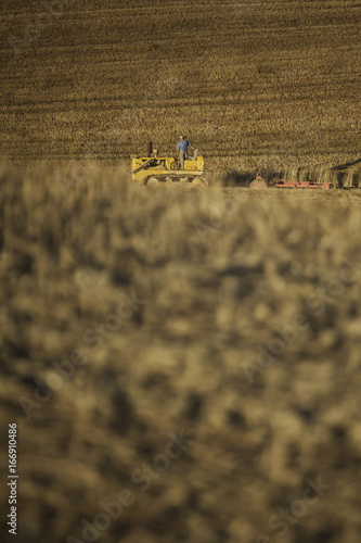 Tractor cultivating a wide field photo