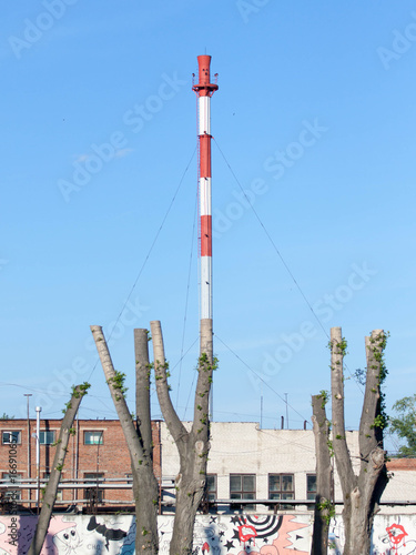 factory pipe instead of a felled tree