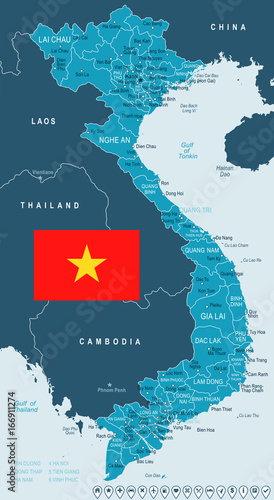 Vietnam - map and flag illustration