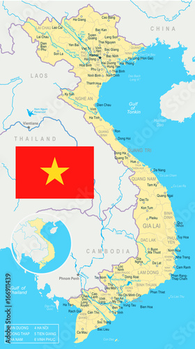 Vietnam - map and flag illustration