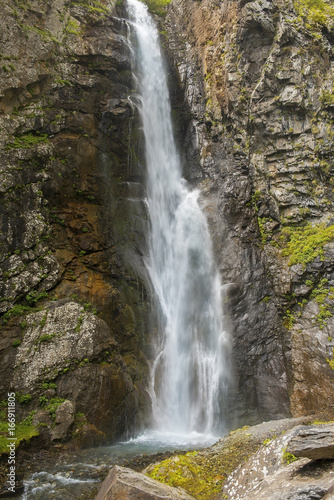 landscape with a waterfall in the Caucasus Mountains, Georgia