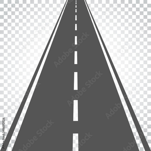 Straight road with white markings vector illustration. Highway road icon. Business concept simple flat pictogram on isolated background.