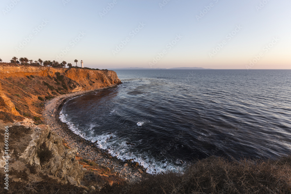 California coast view of Point Vincente at Rancho Palos Verdes in Los Angeles County.  