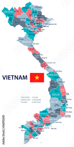 Vietnam - map and flag illustration