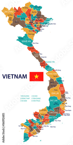 Vietnam - map and flag – illustration
